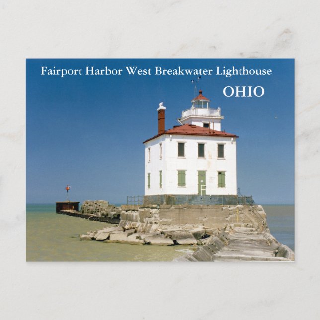 Cartão Postal Faeroporto Harbour West Breakwater Lighthouse (Frente)