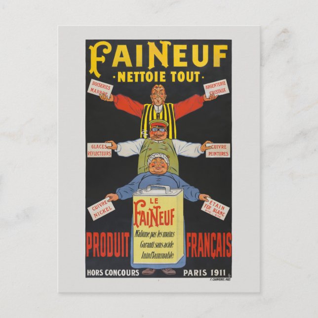 Cartão Postal Faineuf France Poster vintage 1911 (Frente)