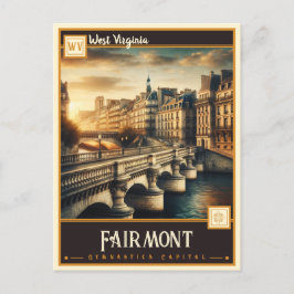 Cartão Postal Fairmont, Virgínia Ocidental | Vintage