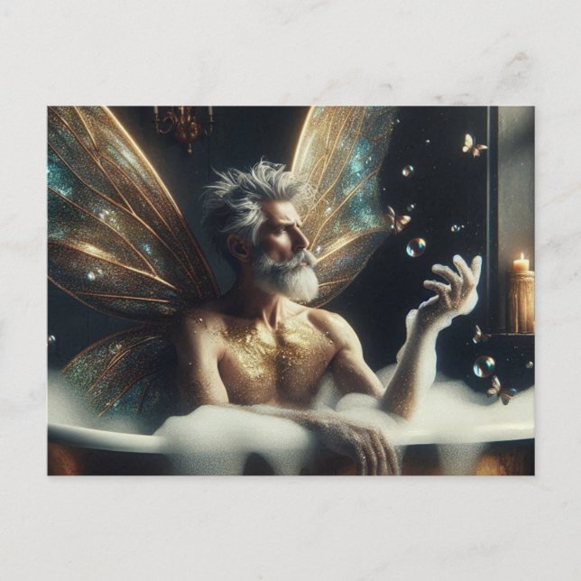 Cartão Postal Fairy Elder Male faz um banho (Frente)