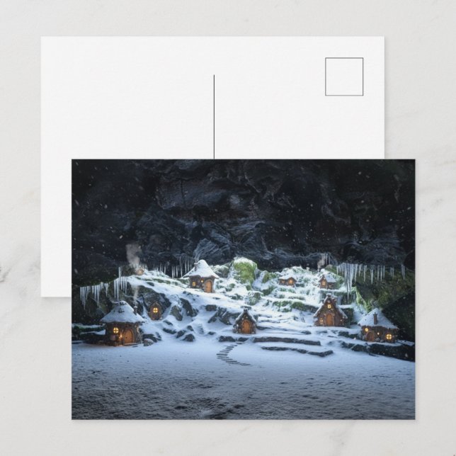 Cartão Postal Fairy Homes in a Winter Hollow Chirstmas (Frente/Verso)