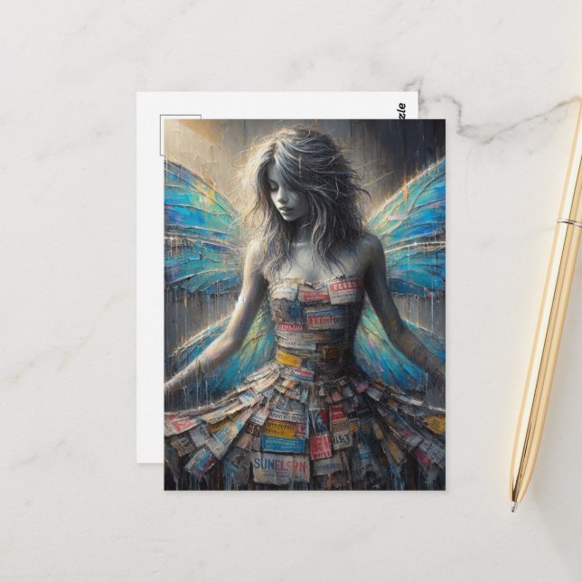 Cartão Postal Fairy in a Recycled Dress (Frente/Verso In Situ)