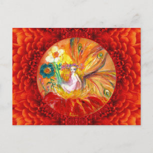 Cartão Postal FAIRY OF FLOWERS Red Yellow Fantasy