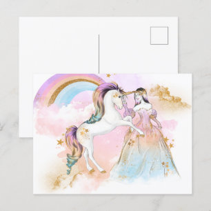 Cartão Postal Fairy Princess Unicorn