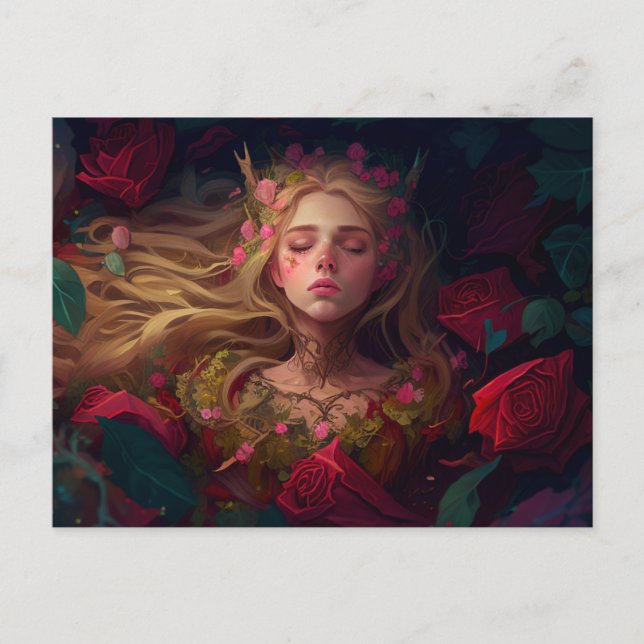 Cartão Postal Fairytale de Mulher Dormindo (Frente)