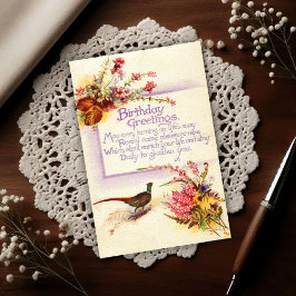 Cartão Postal Faisão Antigo 1917 Aniversário Heather