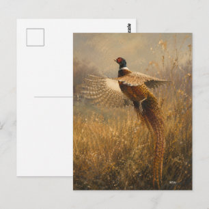 Cartão Postal Faisão em Voo Dourado