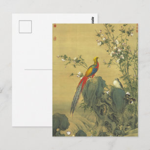 Cartão Postal Faisões ouros em Primavera, Arte Chinesa Antiga