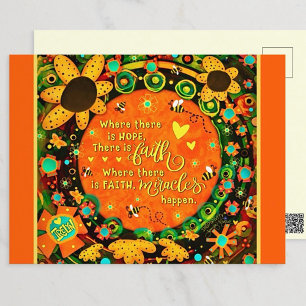 Cartão Postal Faith Bumblebee Floral Irelyn