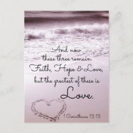 Cartão Postal Faith Hope Love, 1 Corinthians 13:13, Ocean Beach