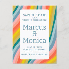 Cartão Postal Faixa Colorida Curva Linha Arco-Íris Salvar Data