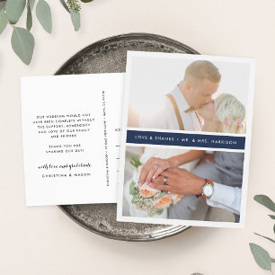 Cartão Postal Faixa de marinho   Foto De Casamento Obrigado