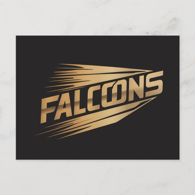 Cartão Postal Falcons Golden Speed Typography Design (Frente)