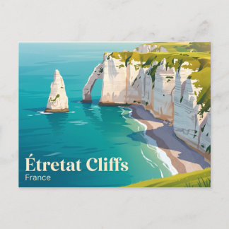 Cartão Postal Falésias de Étretat, Normandia França