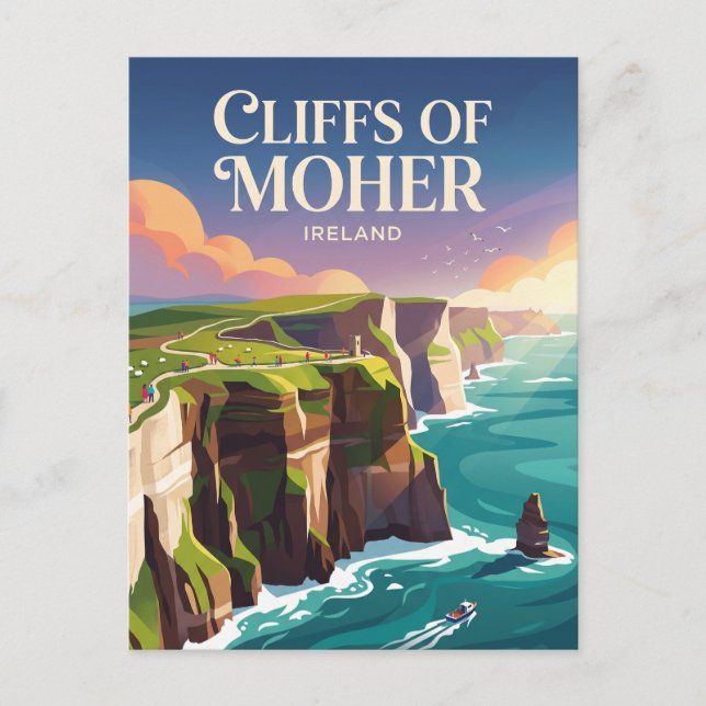 Cartão Postal Falésias de Moher Irlanda (Frente)