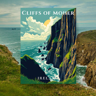 Cartão Postal Falésias de Moher Irlanda Costeira 
