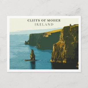 Cartão Postal Falésias de Moher, Irlanda Estilo Retro