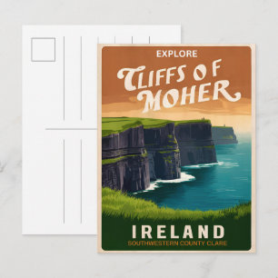 Cartão Postal Falésias vintage de Moher, presentes da natureza d