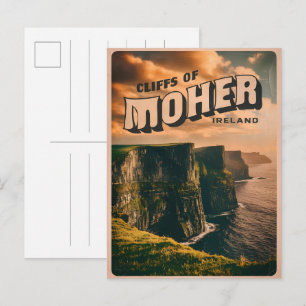 Cartão Postal Falésias vintage de Moher, presentes da natureza d