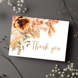 Cartão Postal Fall Floral Rustic Weding Obrigado