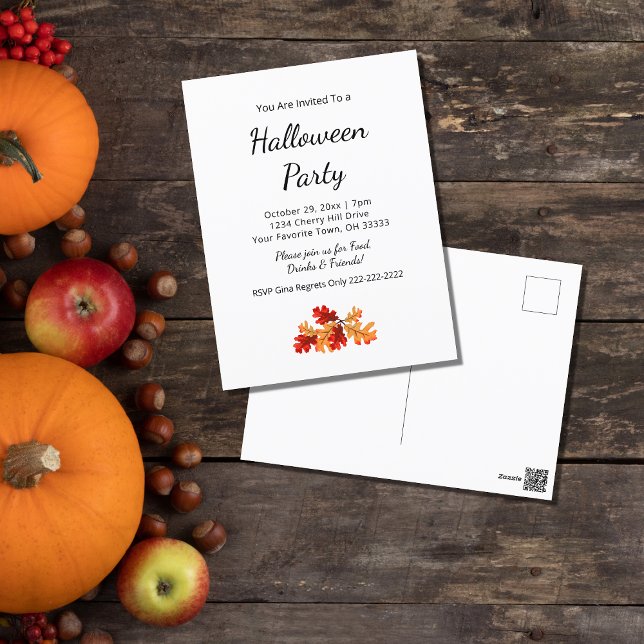 Cartão Postal Fall Foliage Elegant Autumn Halloween Party (Criador carregado)
