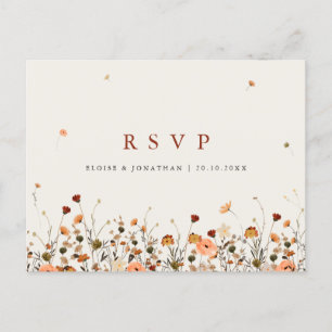 Cartão Postal Fall Wildflower Garden Floral Boho Casamento RSVP