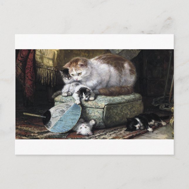 Cartão Postal Família Cat, Henriette Ronner-Knip (Frente)
