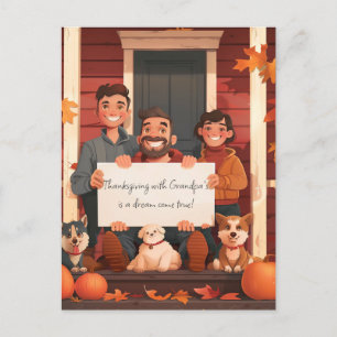 Cartão Postal Família com Criança e Animais de estimação