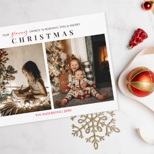 Cartão Postal Família Crescente 2 Crianças Foto Feliz Natal