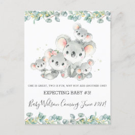 Cartão Postal Família Cute Koala de Anúncio de Cinco Nascimentos