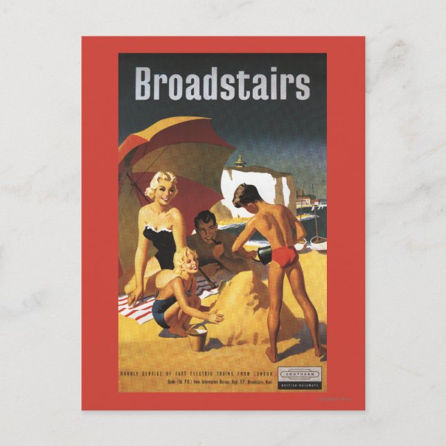 Cartão Postal Família das Ferrovias Britânicas do Sul na Praia (Frente)