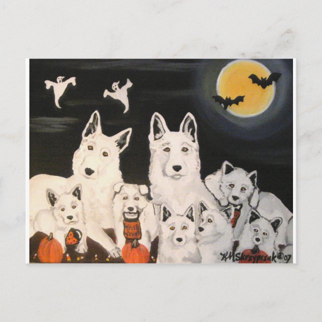 Cartão Postal Família de Cachorros Halloween (Frente)