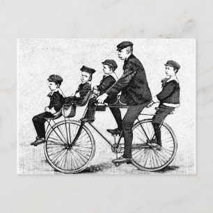 Cartão Postal Família de Ciclos - Ilustração de Bicicletas de Vi