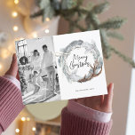 Cartão Postal Família de fotos | Feliz Natal Wreath de inverno<br><div class="desc">Família de fotos | Feliz Natal Wreath de inverno</div>