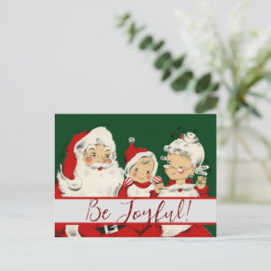 Cartão Postal Família de Papai Noel Retro Meados do Século – Kit