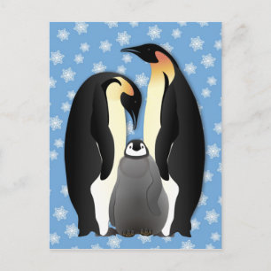 Cartão Postal família de pinguins