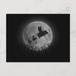 Cartão Postal família de porcos voadores noturnos