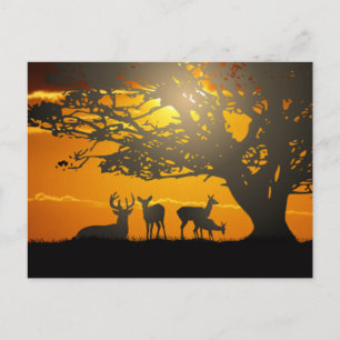 Cartão Postal Família Deer