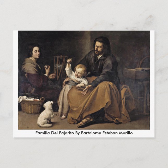 Cartão Postal Familia Del Pajarito Por Bartolome Esteban Murillo (Frente)