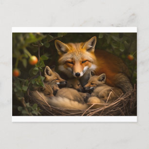 Cartão Postal Família Fox na Natureza