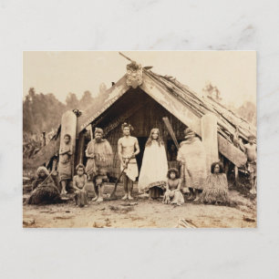 Cartão Postal Família Maori, Nova Zelândia, c.1880s (albumen imp