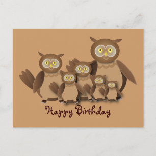 Cartão Postal Família Owl