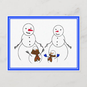 Cartão Postal Família Snowman