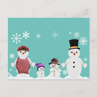 Cartão Postal família Snowman
