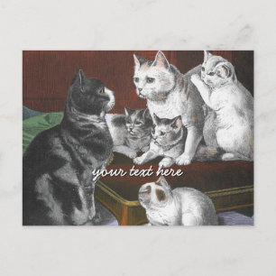 Cartão Postal Família Vintage Cat