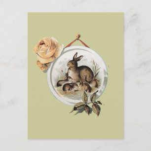 Cartão Postal Família Vintage Rabbit