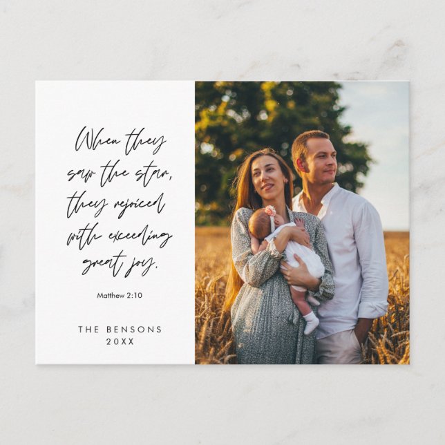 Cartão Postal Familiar Religioso de Natal, Foto Cristã Alegre (Frente)