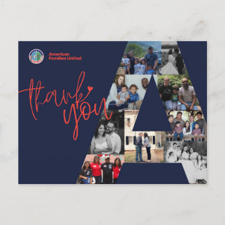 Cartão Postal Famílias Americanas Obrigado Cartão-postal