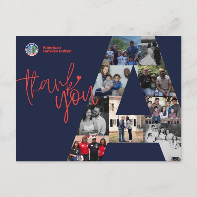 Cartão Postal Famílias Americanas Obrigado Cartão-postal (Frente)