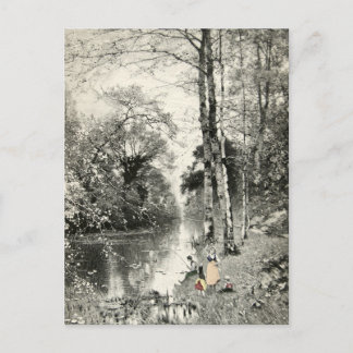 Cartão Postal Family Forest Vintage Art 1800s Waldbache Munthe